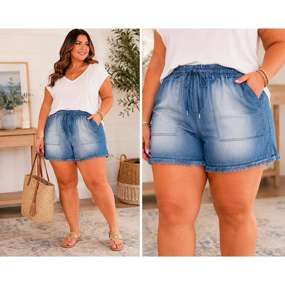 NWT Zenana 1X Denim Shorts